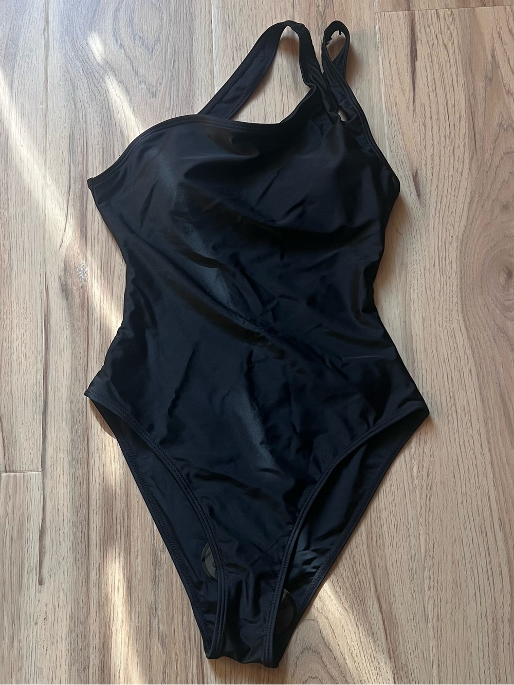 One Shoulder Black Cutout One Piece Swim Suit Size Small